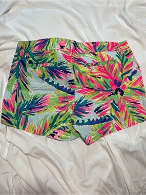 Lilly Pulitzer Callahan Shorts Tropical Palm Print Pink Green Blue Size 16